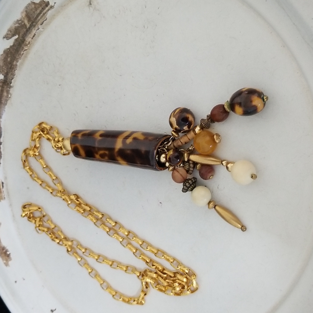 Unique Animal Print Beaded Pendant on Gold To…